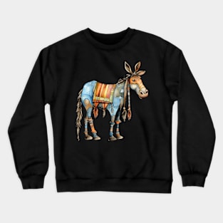 Whimsical Cute Multicolored Donkey Crewneck Sweatshirt